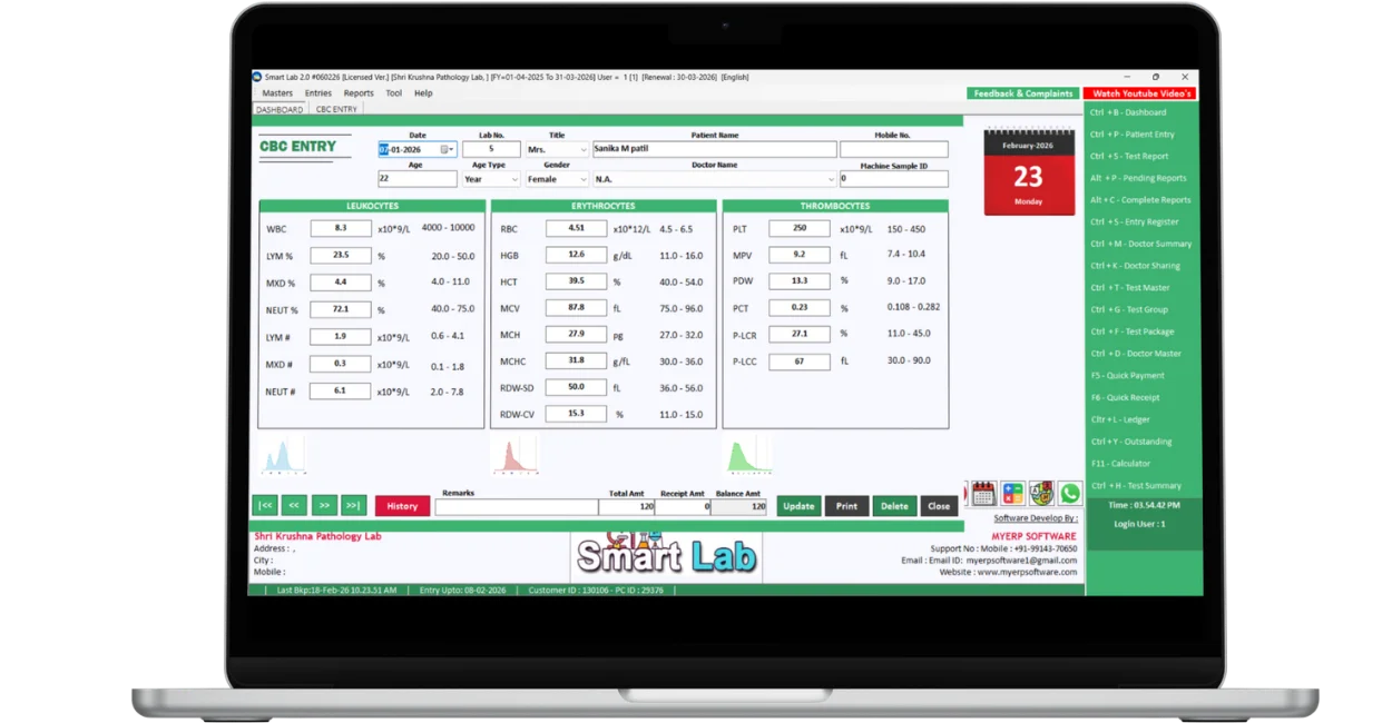 CBC analyzer integration with Smart Lab 2.0 laboratory software