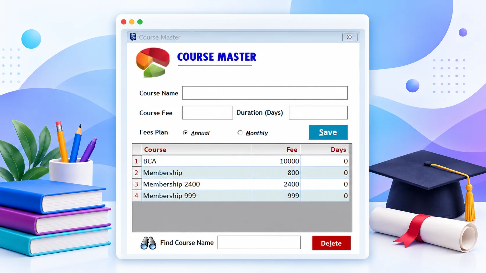 Edu Plus course management software professional software screenshot