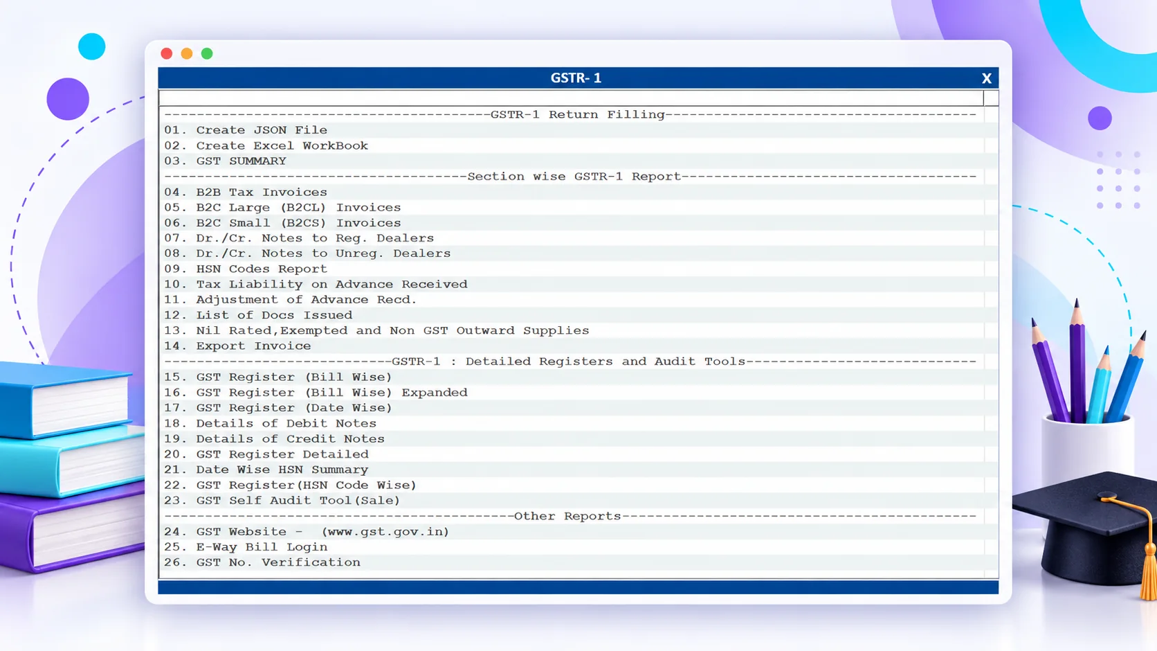 Edu Plus gst reporting software professional software screenshot