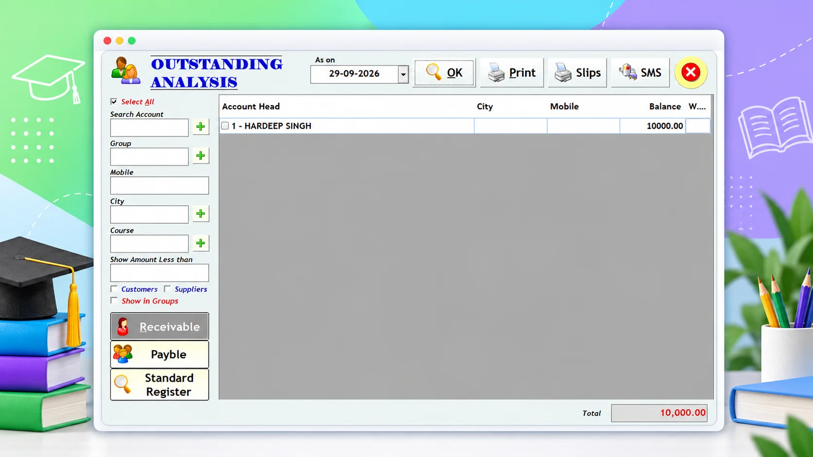 Edu Plus pending reports institute software professional software screenshot