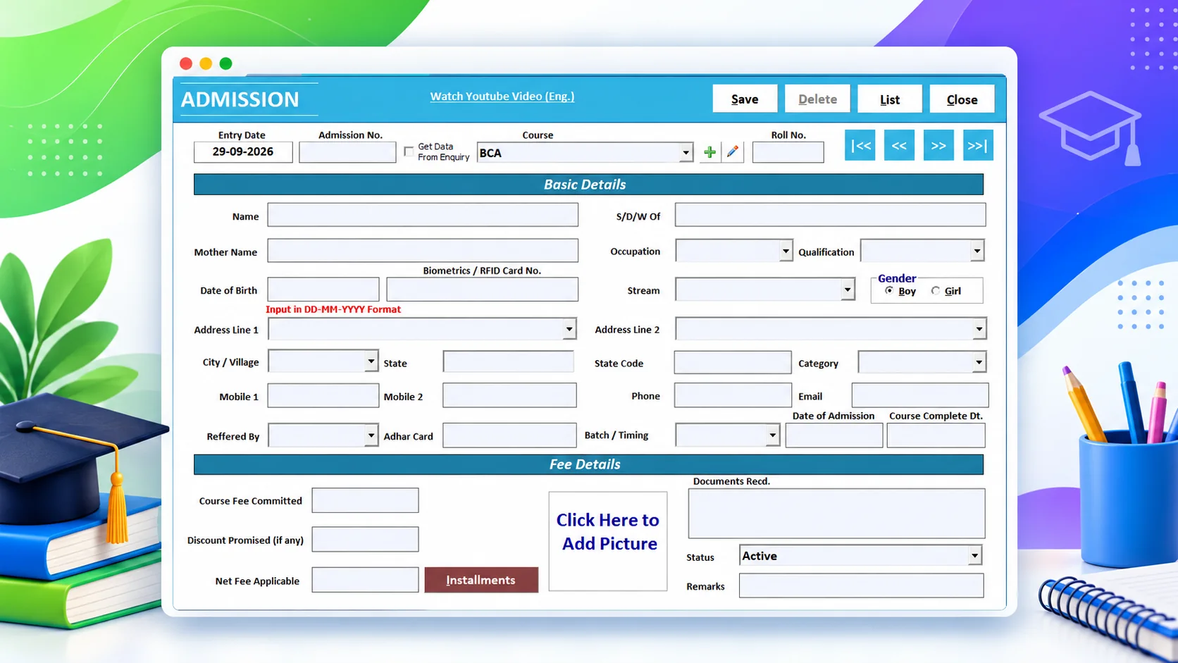 Edu Plus student admission management software professional software screenshot