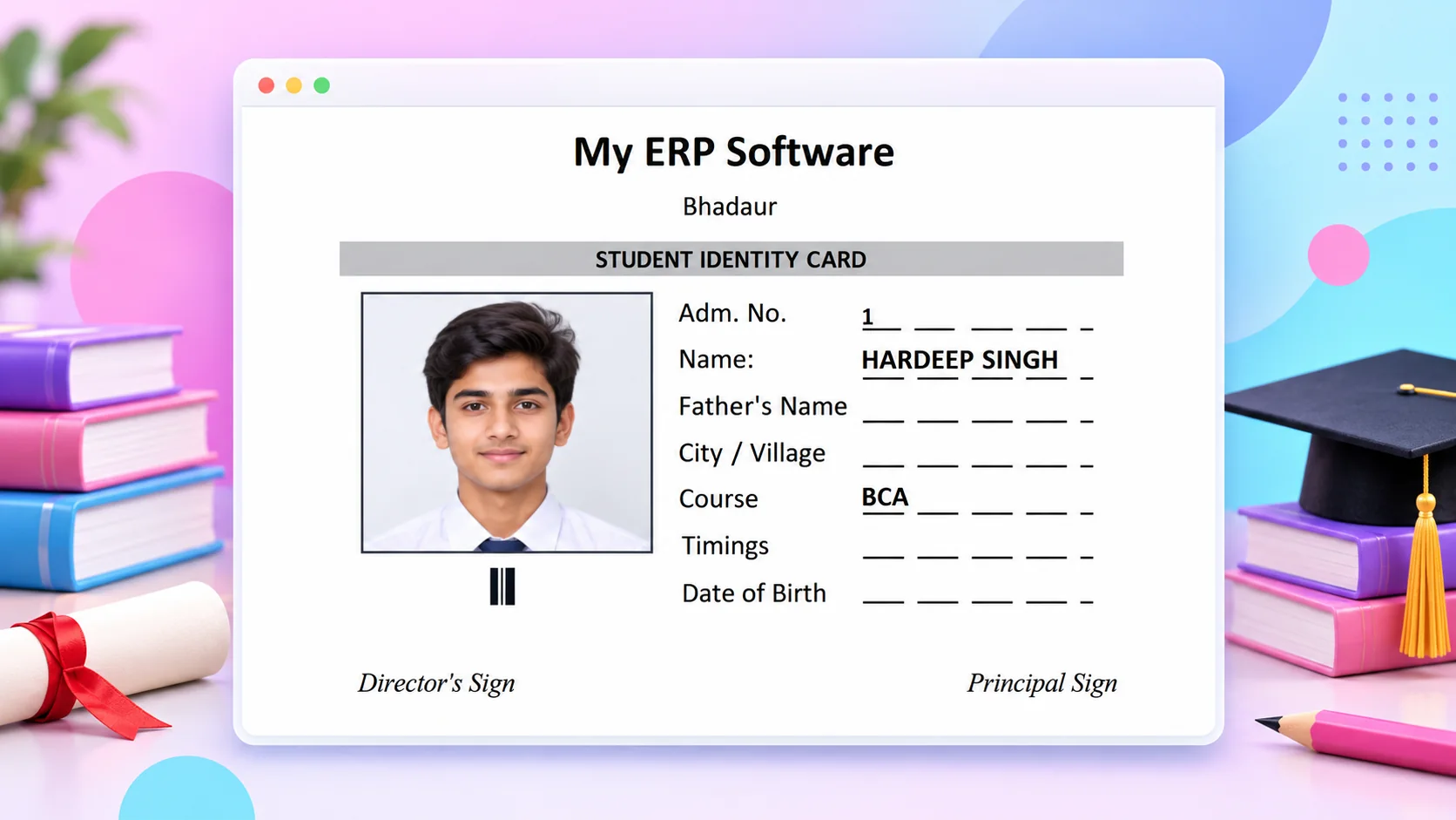 Edu Plus student id card printing software professional software screenshot