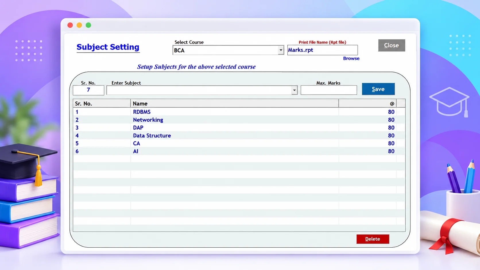 Edu Plus subject management software professional software screenshot