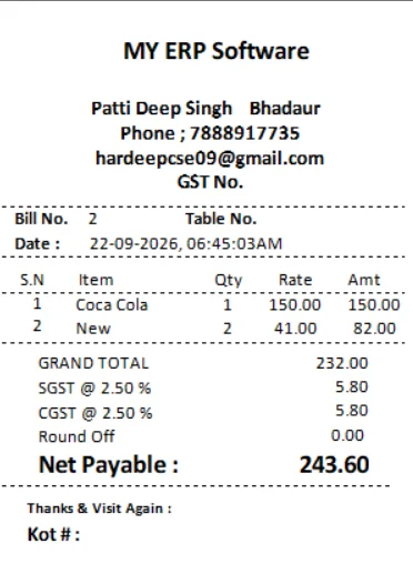 GST Restaurant Billing Software and Restaurant Invoice System