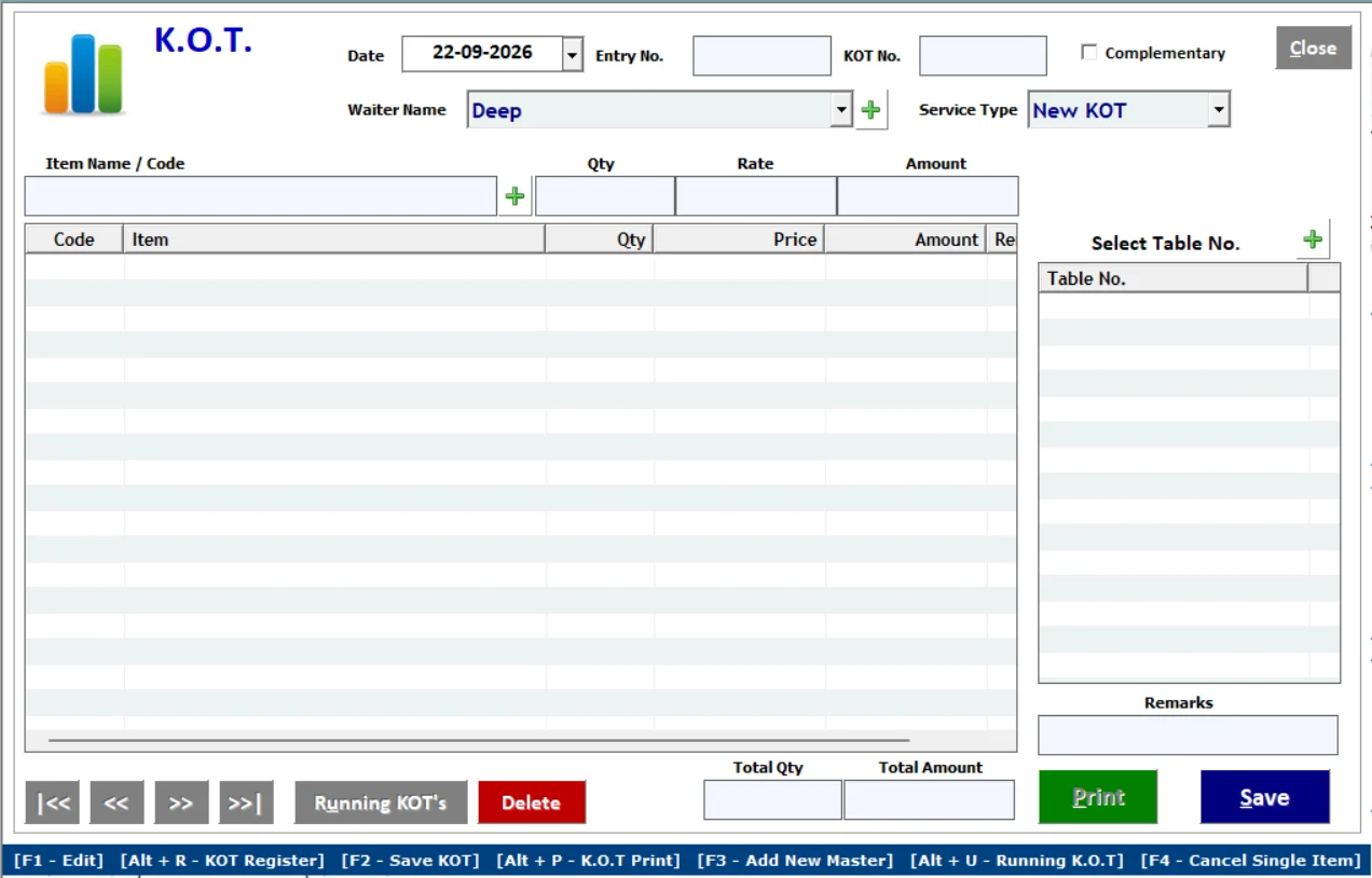 WinStar KOT Management Software for Restaurant Orders