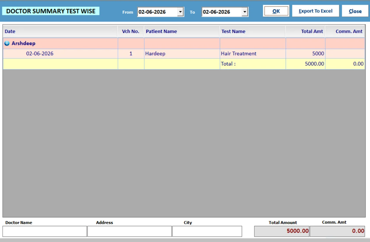 Daily OPD summary and clinic management report