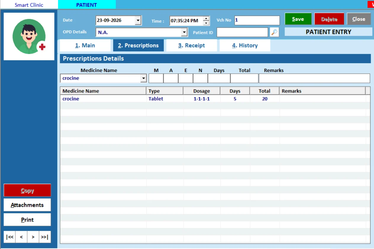 Digital patient prescription software in Smart Clinic 2.0