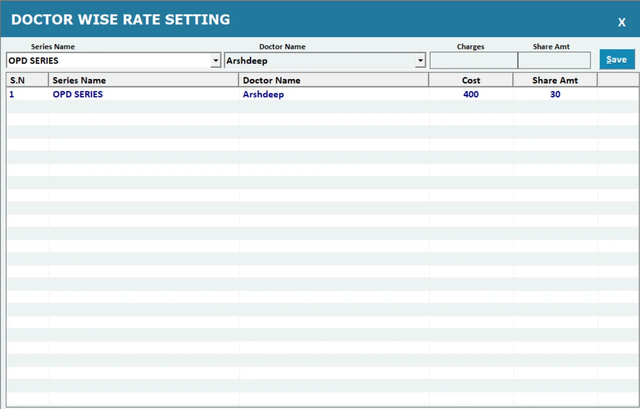 Doctor-wise OPD consultation rate setup in Smart Clinic 2.0