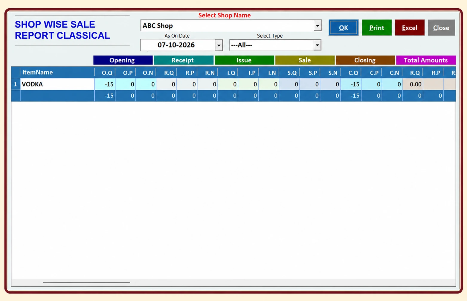 METRO metro brand wise liquor stock software visual
