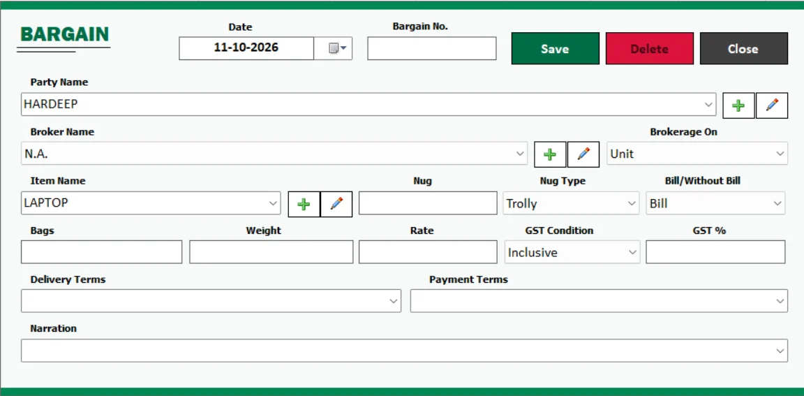 Solvent Plant Software – Organize Every Commercial Deal – original software screen